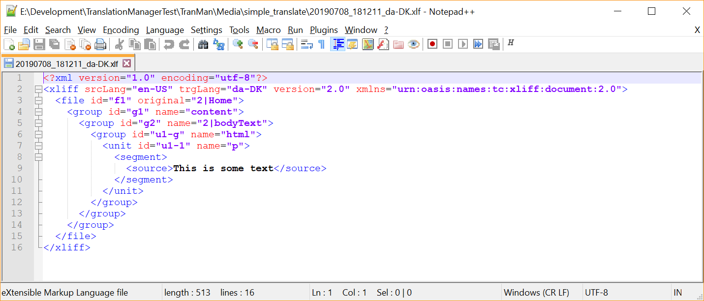 This is the xlf file, which I never amend or change in anyway