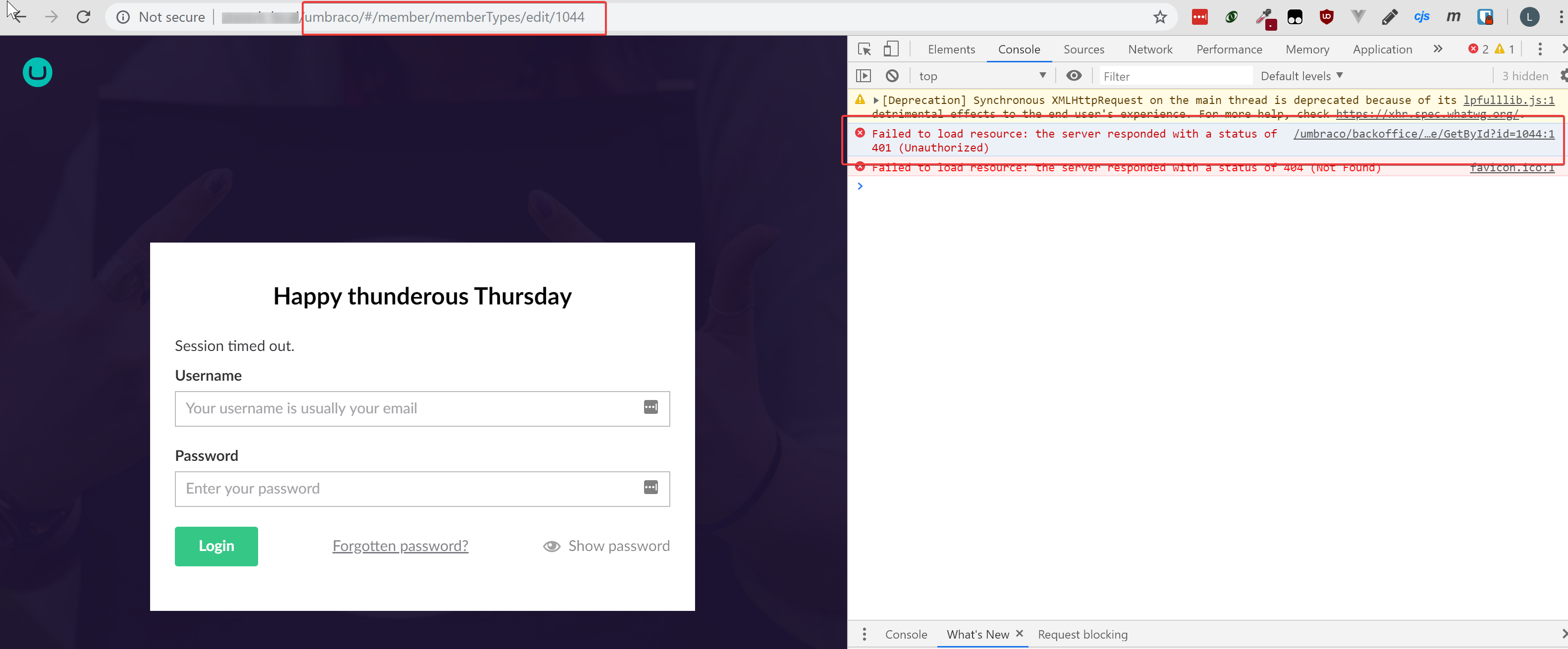 User Unauthorised trying to edit Member Type