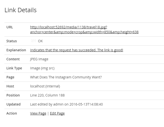 link checker details