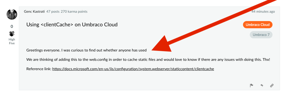 Screenshot of Forum Post