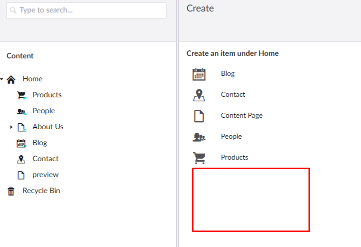 Create item under menu