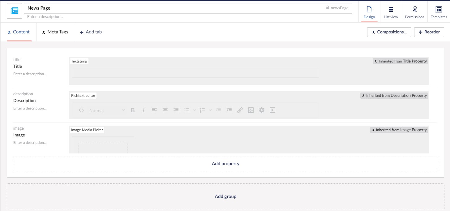 This is my page with all the Properties