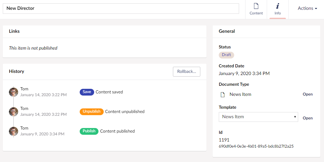 example of unpublished item