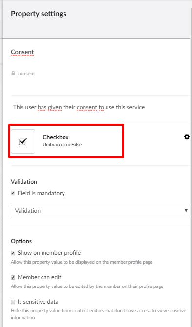 consent checkbox editor