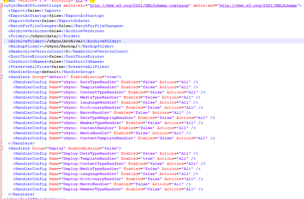 uSync.config