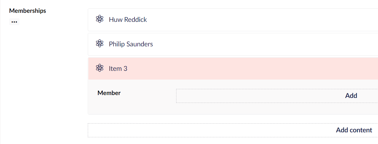 Nested content members picker