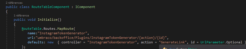 Here, I register the custom route