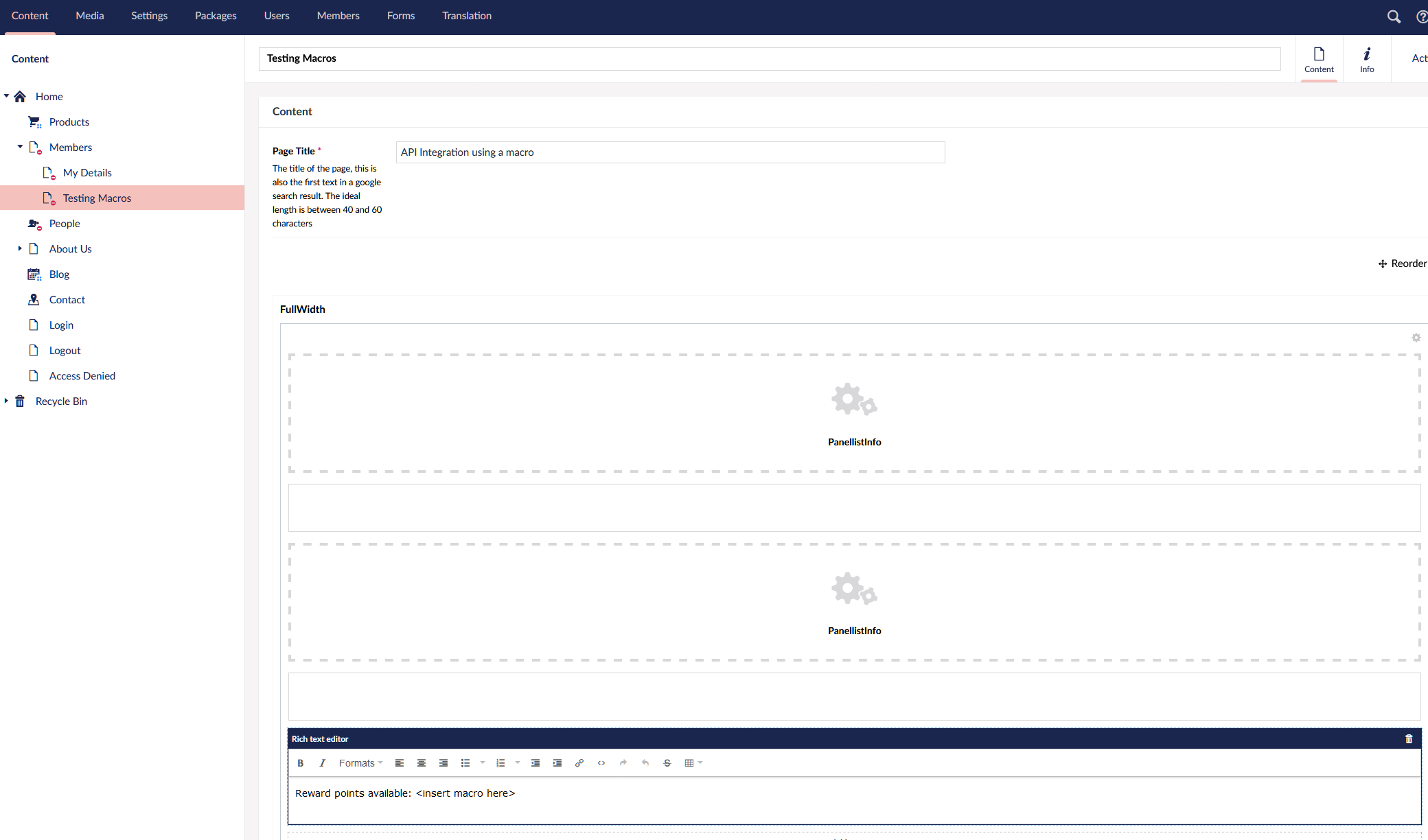 Content Editor but no Macro Button on RTE