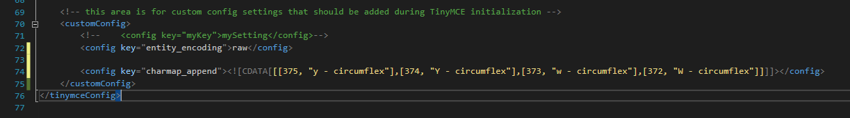 screenshot of the config file