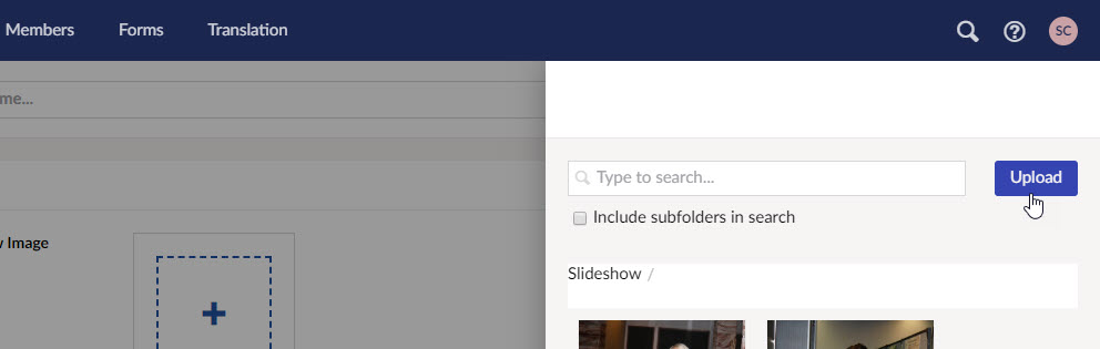 Cursor is over the button that gets disabled the first time Add image is clicked. Works until going to another content node and clicking add image, if the folder is different