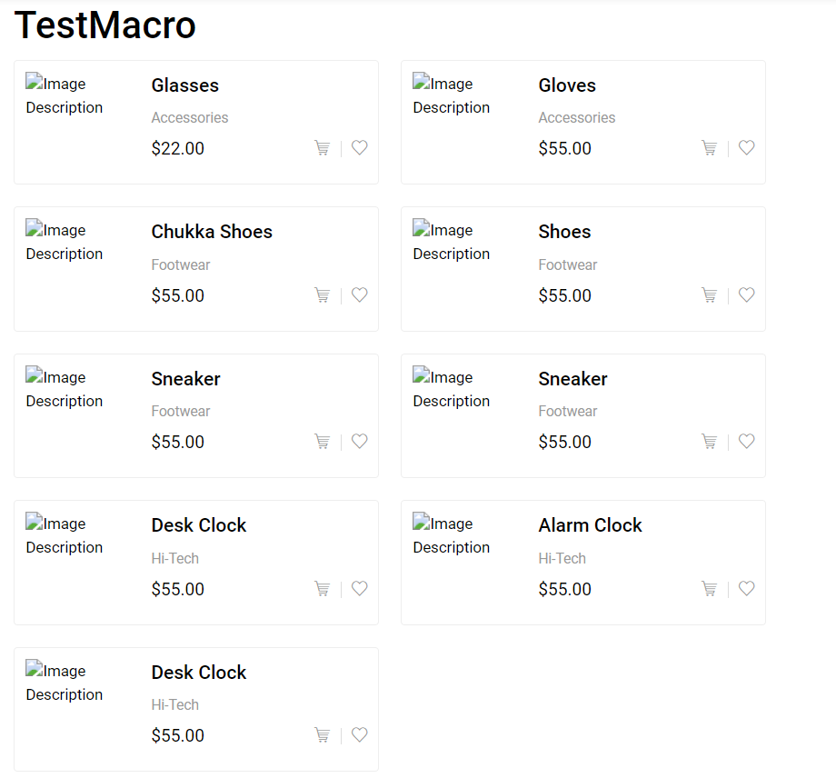 This is how the grid layout looks like on the webpage