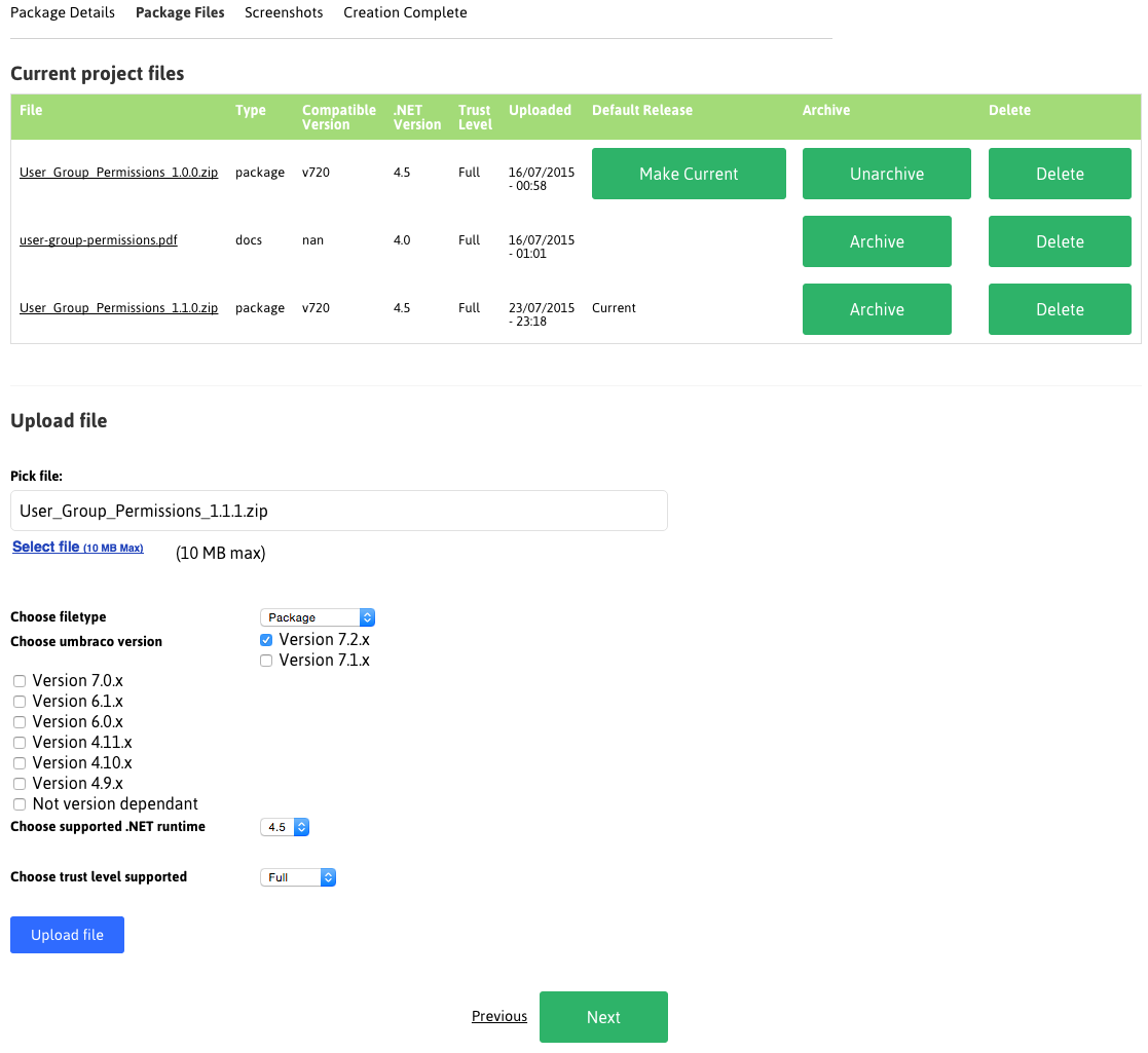 Upload Screen