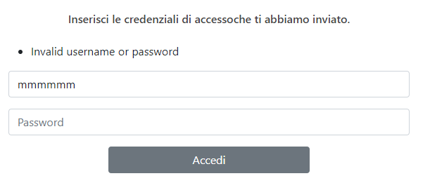 Login Form - Error credentials