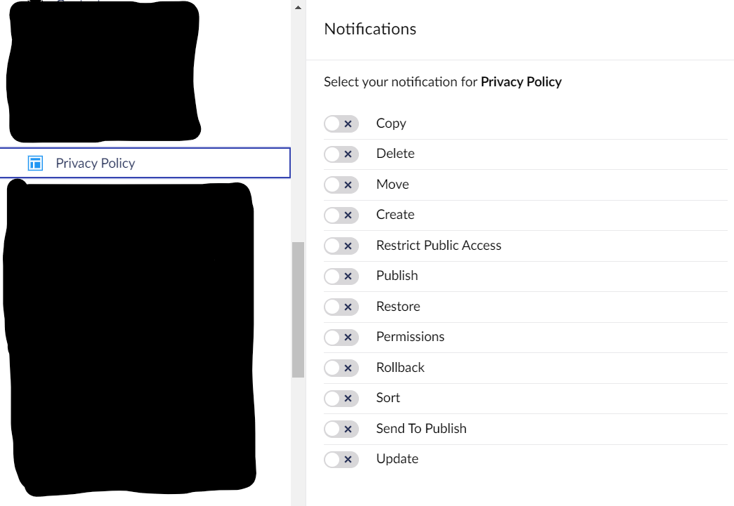 Notifications interface