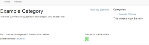 screenshot of forum after initial install