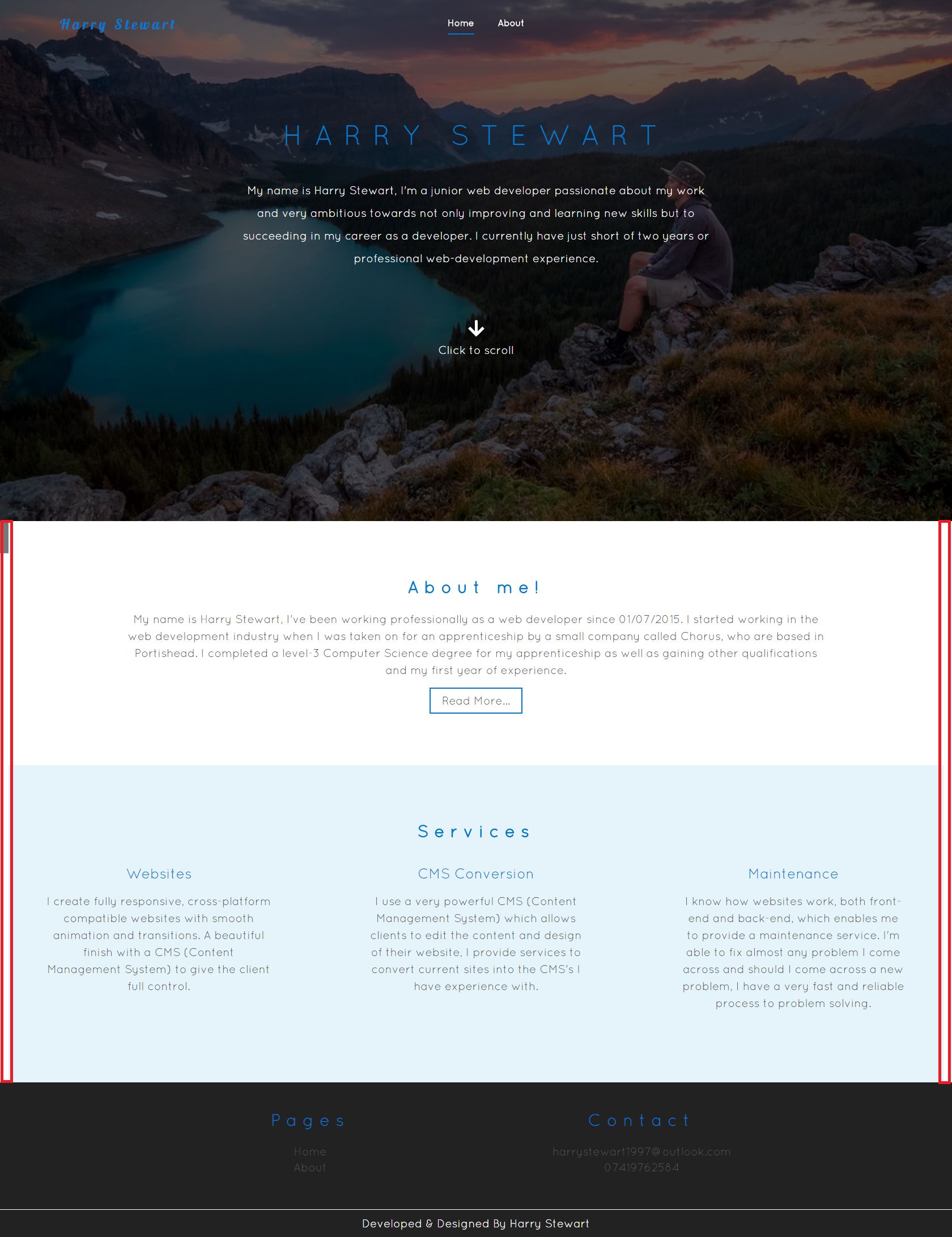 Front-end view, I've highlighted the floating margin with a red rectangle