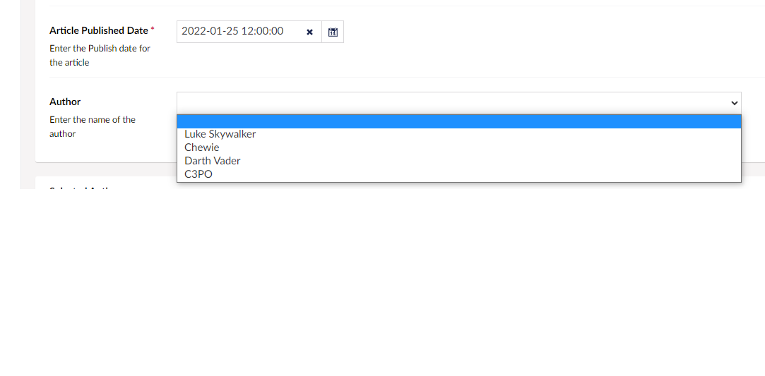 Dropdown to be populated
