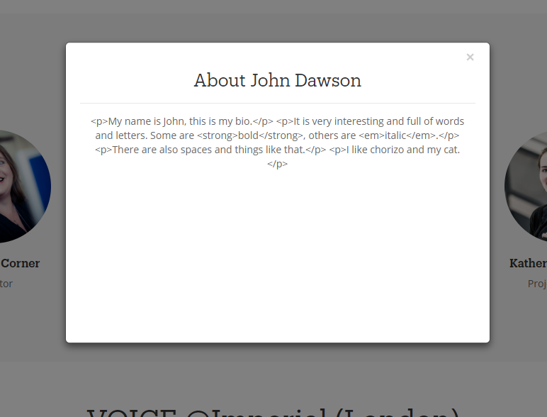 How the modal displays