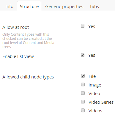 Video Media Type Structure: