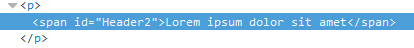 HTML view of text rendered in browser