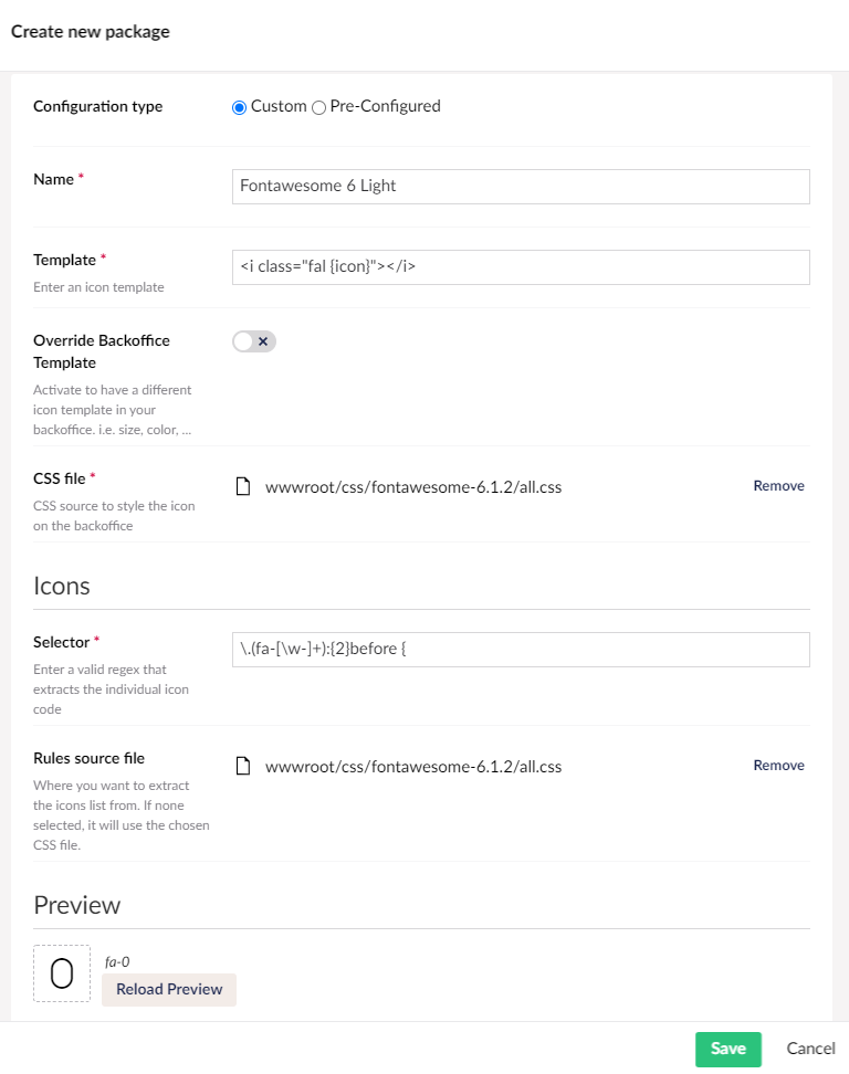 Umbraco back office Iconic setup