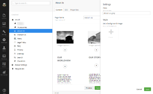 Class setting in UI
