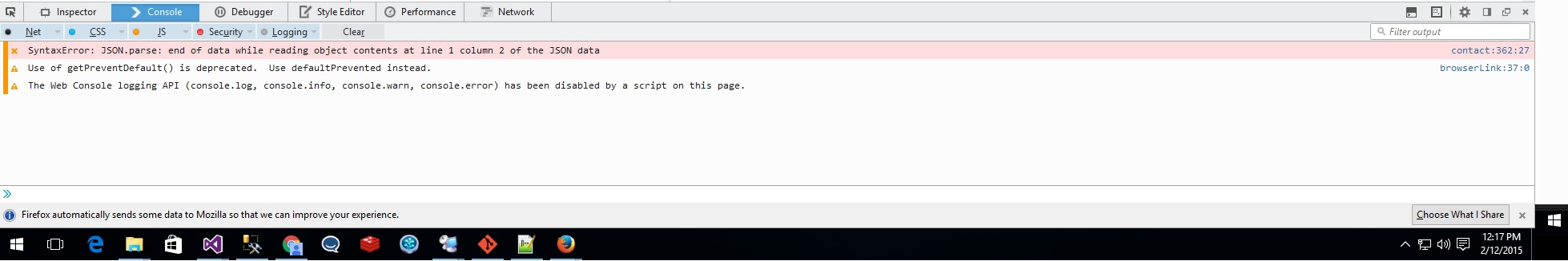 Console error