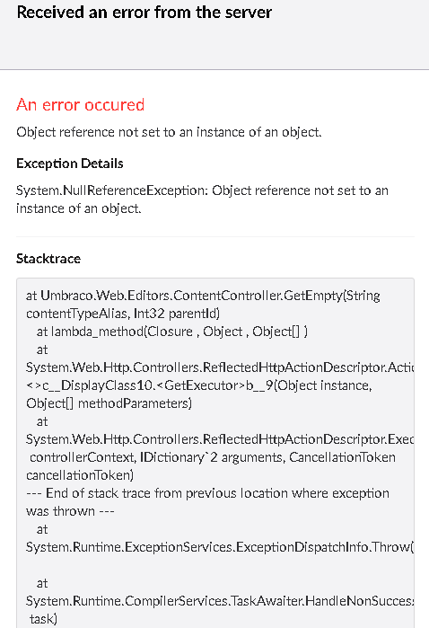null reference error on clicking create child node