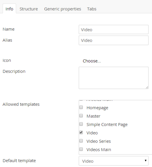 Video Document Type Info