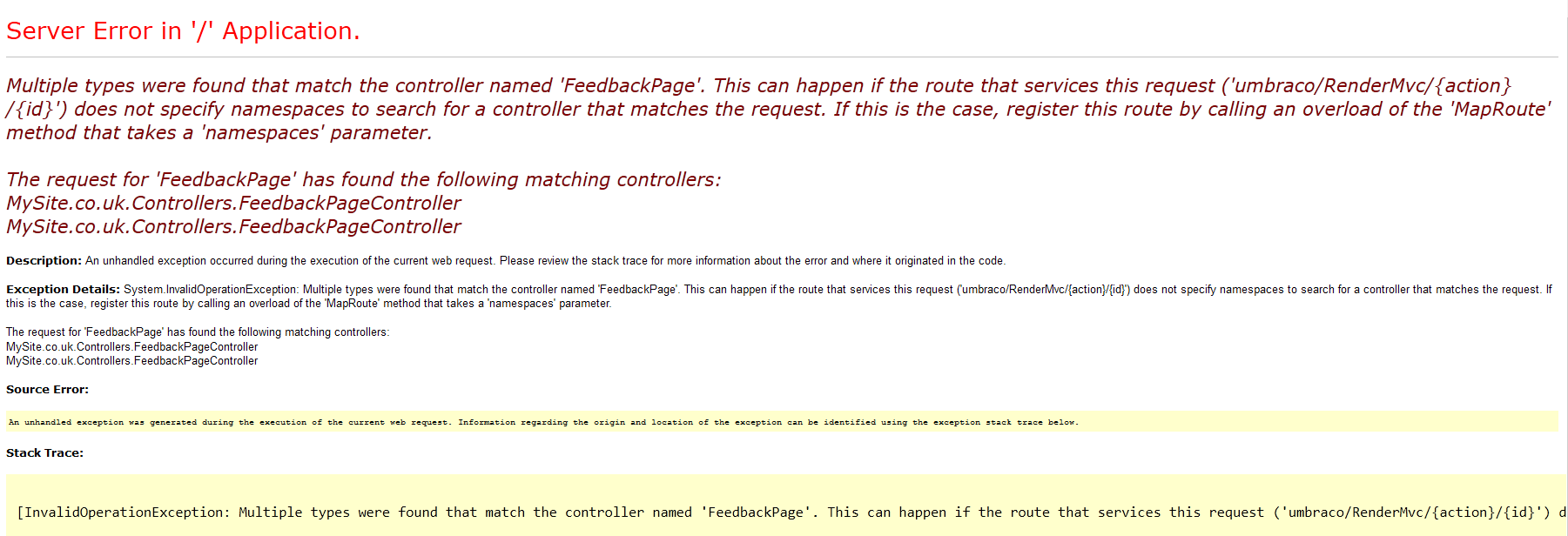 Second Yellow Screen of Death
