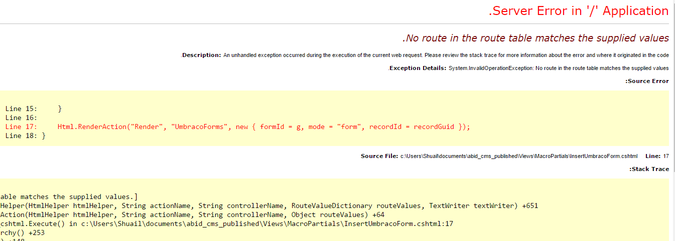 Forms error after deployment