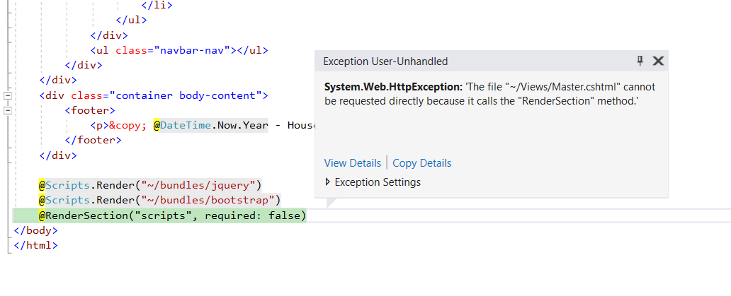 My Master.cshtml doesn't support RenderBody() or RenderSection()