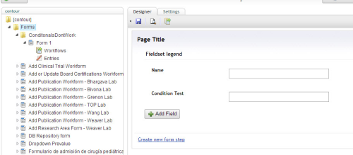 Contour conditions break when set up in a folder