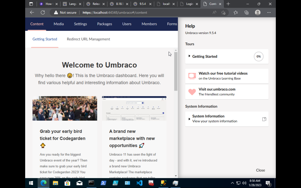 Umbraco 9 backoffice