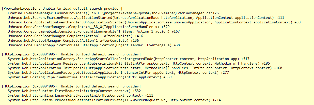 Unable to load default search provider
