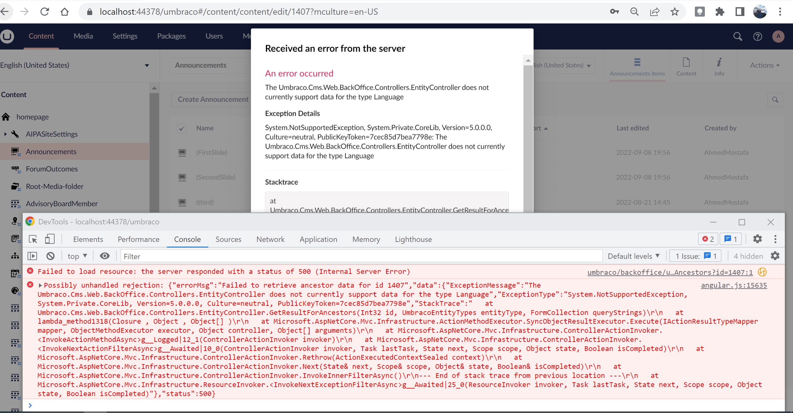 Can't load content in Backoffice grid