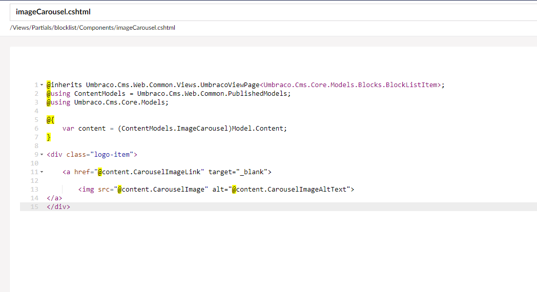 And this my Partial View code right now, which works: