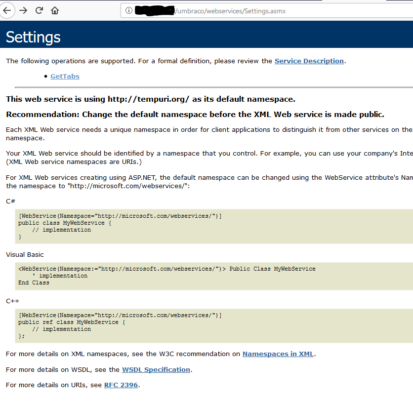 Supposed exposed webservice