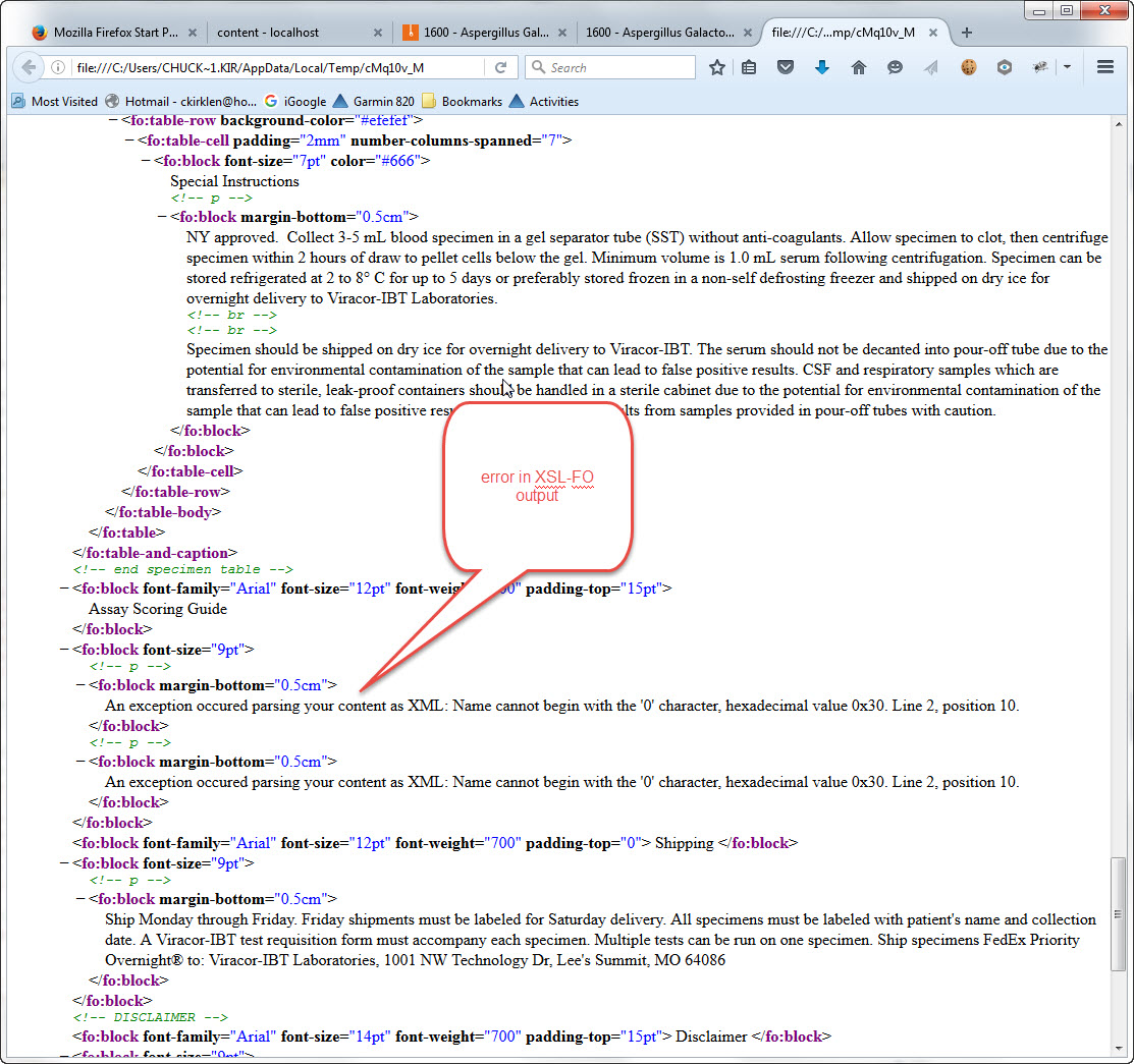 the XSL-FO generated