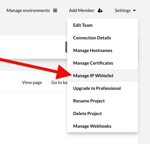 Settings... Manage IP Whitelist