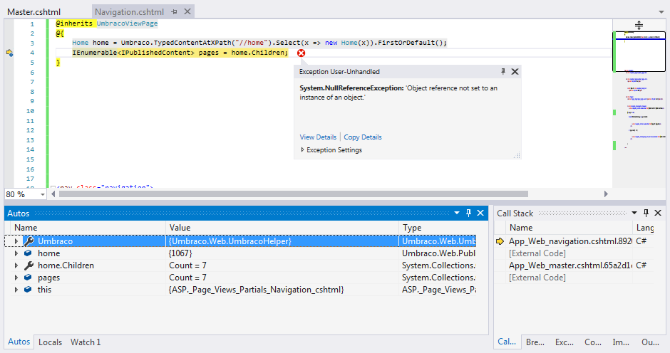 Example of null ref error