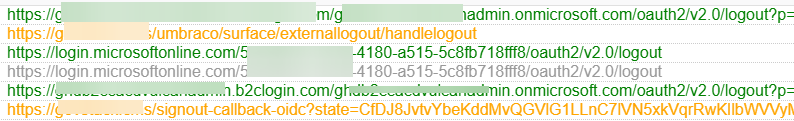 B2C calls handlelogout successfully