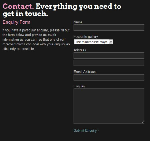 Contact form with dropdown list