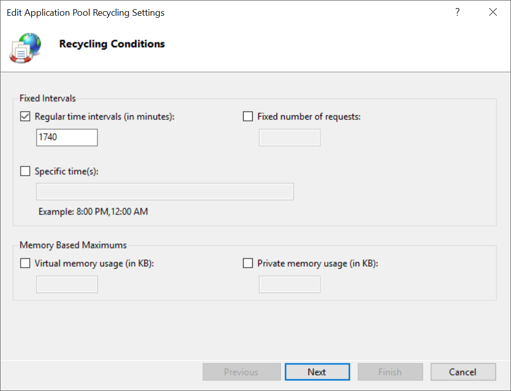 IIS Recycling Screen