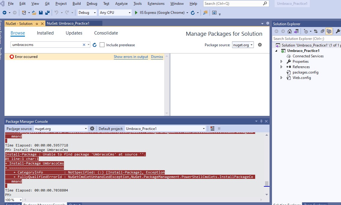Error with installing Nuget