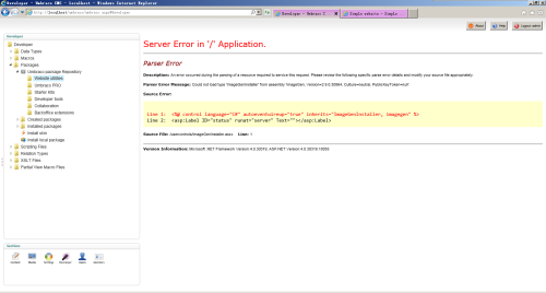I install whole new version of umbraco 6.2 last nightly version with starter kit and sqlce,then install imagegen in package section of backoffice. the error shows