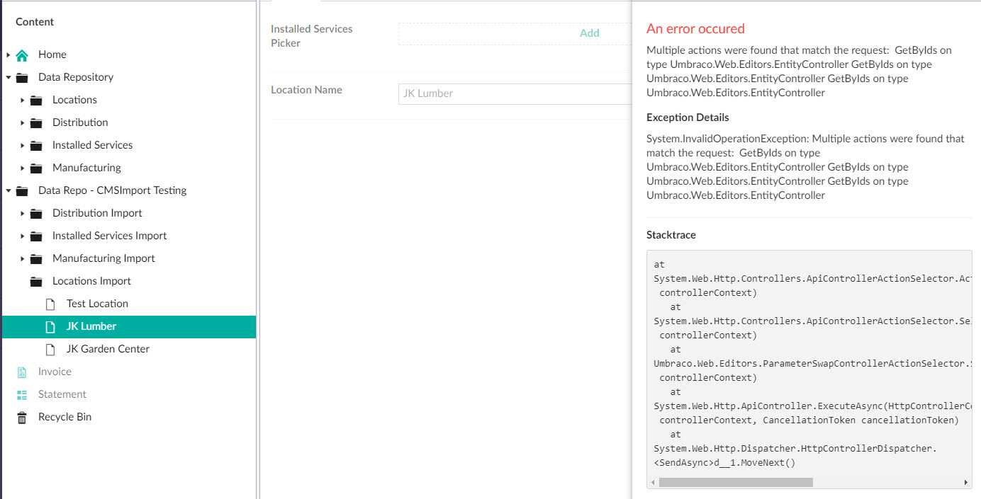 Error on imported node after updating MNTP