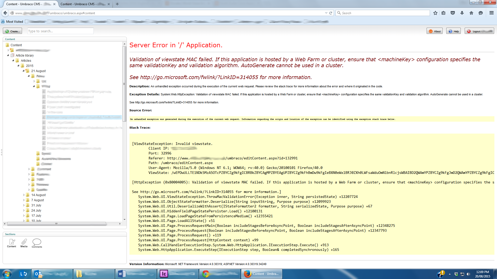 Validation of viewstate MAC failed