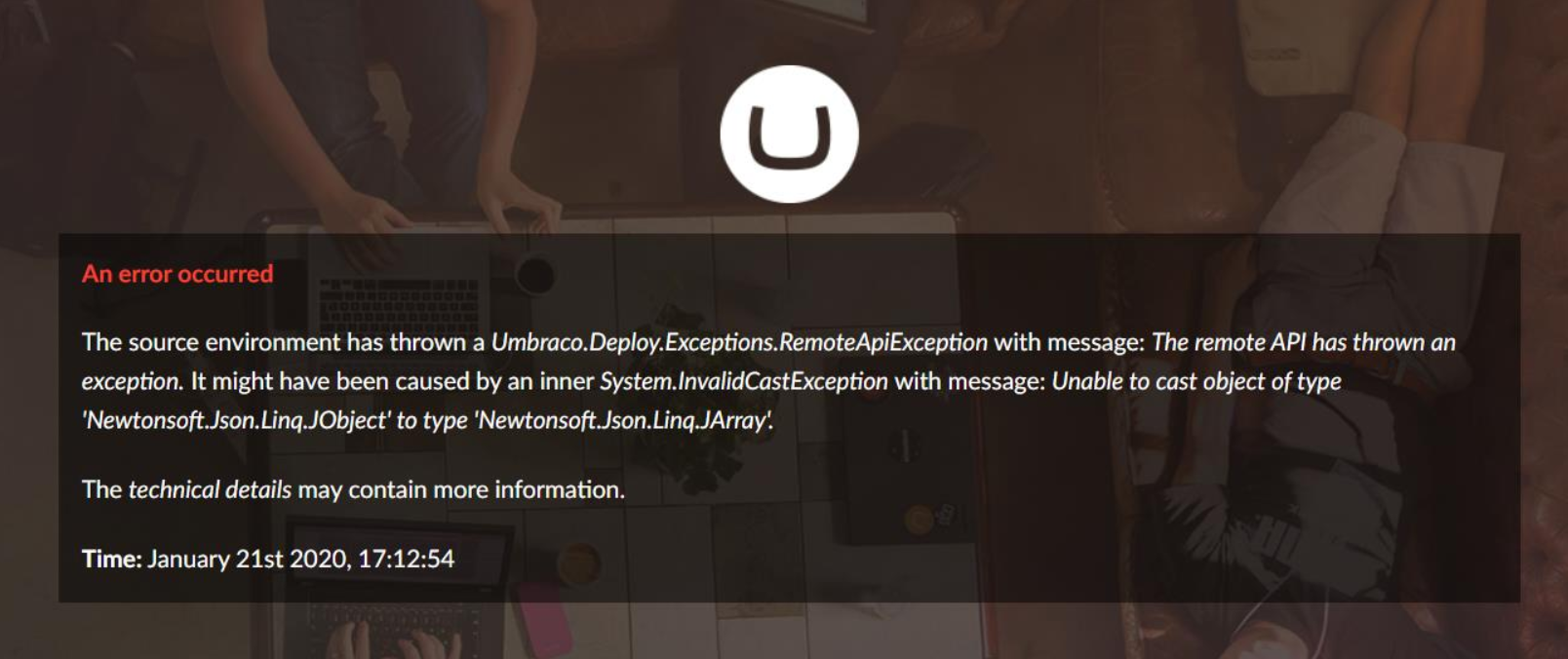 Umbraco cloud setup error