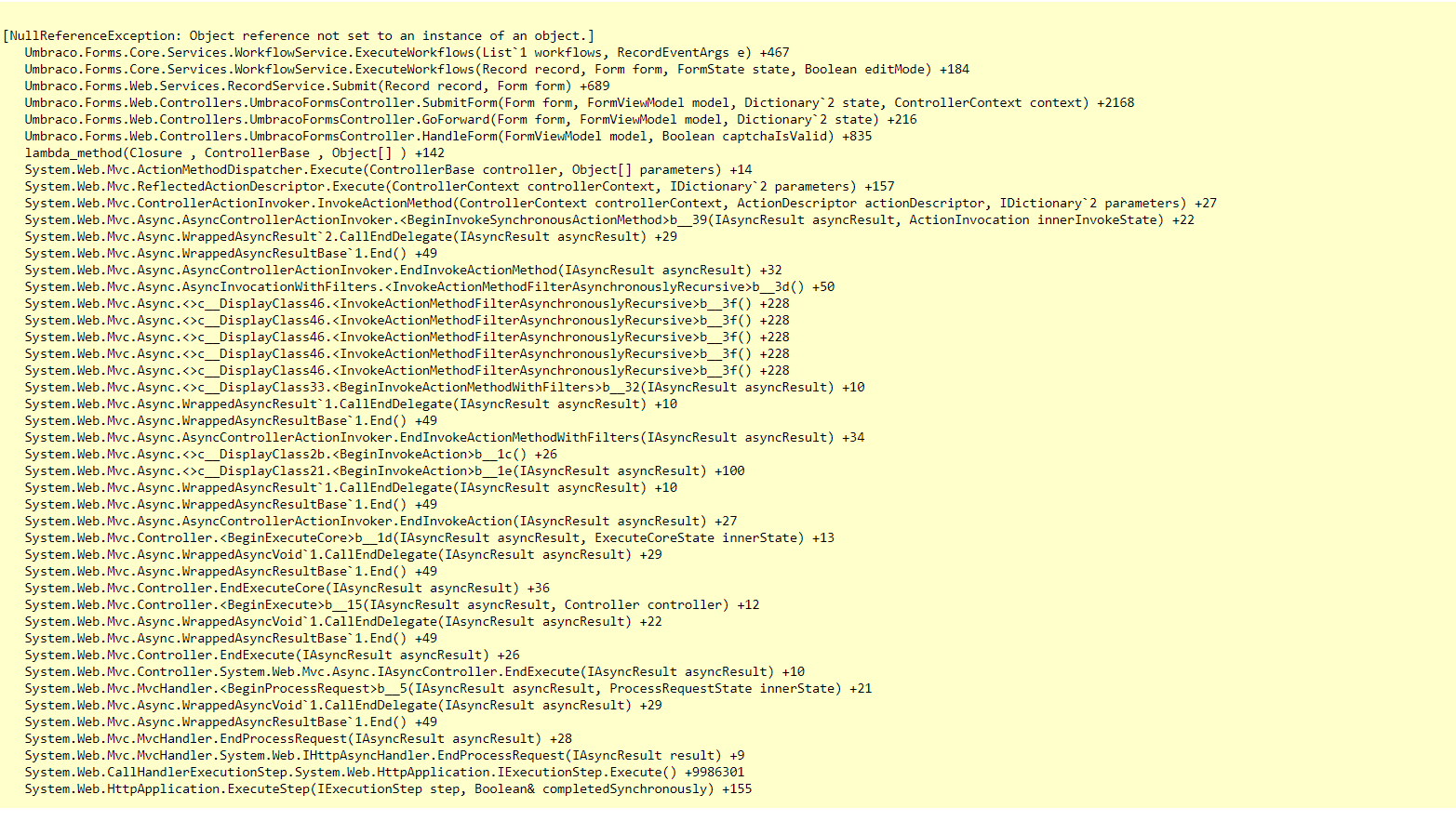 Null Reference Stack Trace